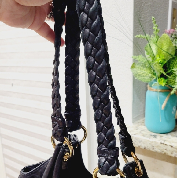 Michael Kors Black Leather Tote Bag Large With Braided Handles - Picture 12 of 14